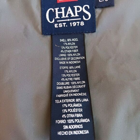 Chaps Men's Size L Wool Blend Gray Lined Full Zip Waistline Style Jacket/Coat - Picture 4 of 11